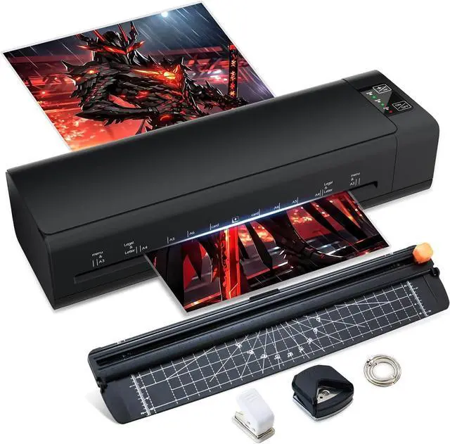 Main image of 13" Laminator Machine, A3 9-in-1 Hot & Cold Laminating Machine | 60-Second Fast Warm-Up, Never-Jam Design, Includes A3/A4/A5 Laminating Sheets, Built-In Corner Rounder & Cutter, Black