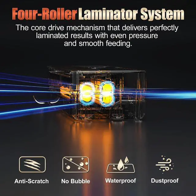 Alt view image 5 of 7 - 13" 4-Roller Commercial 11x17 Laminator Machine,3-10 Mil Thickness | Fast 55s Warm-Up & 1000mm/min Laminating Speed for Laminating A3/A4/A6 Size, Includes 30 Sheets for Office, School, White