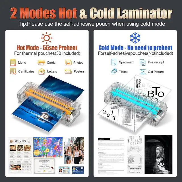 Alt view image 2 of 7 - 13" 4-Roller Commercial 11x17 Laminator Machine,3-10 Mil Thickness | Fast 55s Warm-Up & 1000mm/min Laminating Speed for Laminating A3/A4/A6 Size, Includes 30 Sheets for Office, School, White