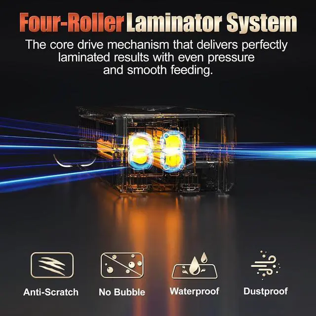 Alt view image 5 of 7 - 13inch Heavy-Duty 4-Roller 11x17 Laminator Machine, 1000mm/min | 3-10 Mil Thick A3 Laminating Machine, Fast Warm-up, Auto-Reverse Anti-Jam, Includes 30-Sheets for Office & School, Black