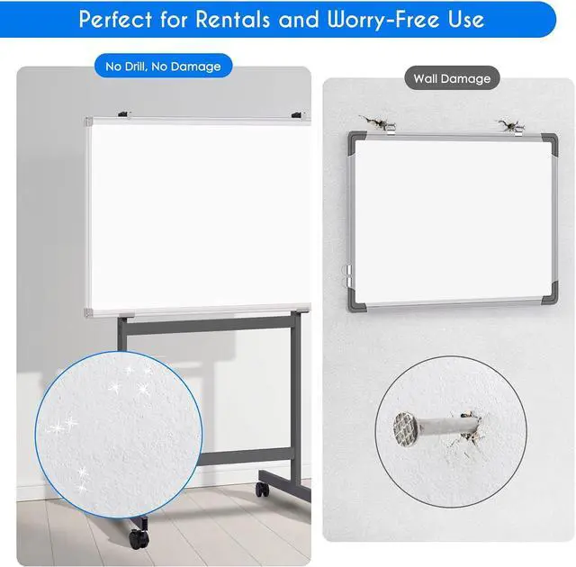 Alt view image 3 of 7 - Maxtek Mobile Whiteboard Stand with Wheels, Stand Only, No Drill (Black | Height Adjustable Dry Erase Boards, No Drill Setup, Rolling Easel Frame for Home, Office, Homeschool,Classroom