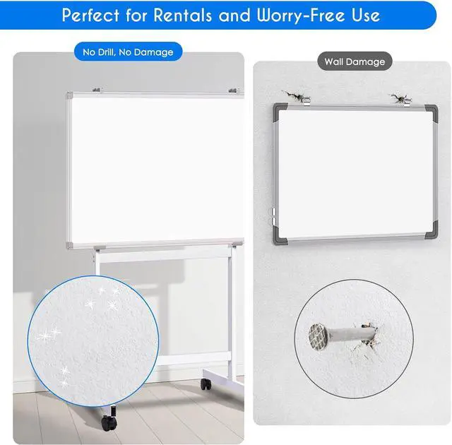 Alt view image 3 of 7 - Maxtek Mobile Whiteboard Stand with Wheels, Stand Only No Drill Needed | Height Adjustable Dry Erase Boards, No Drill Setup, Rolling Easel Frame for Home, Office, Homeschool,Classroom