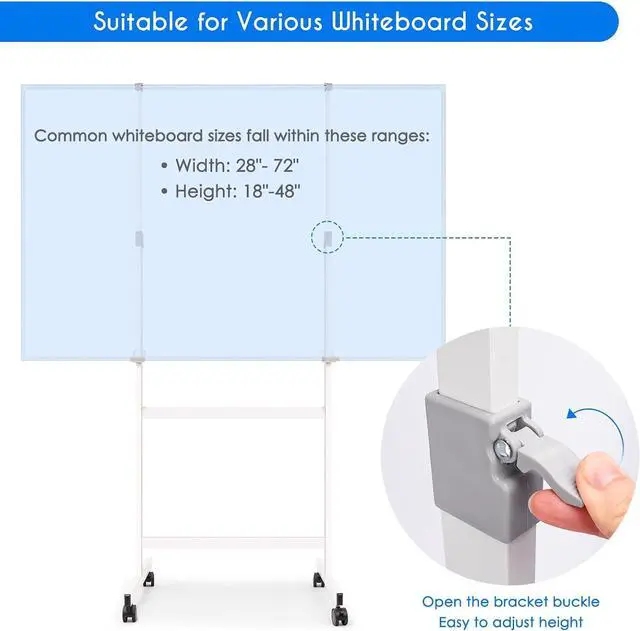 Alt view image 5 of 7 - Maxtek Mobile Whiteboard Stand with Wheels, Stand Only No Drill Needed | Height Adjustable Dry Erase Boards, No Drill Setup, Rolling Easel Frame for Home, Office, Homeschool,Classroom