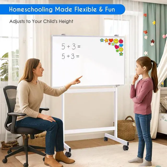 Alt view image 7 of 7 - Maxtek Mobile Whiteboard Stand with Wheels, Stand Only No Drill Needed | Height Adjustable Dry Erase Boards, No Drill Setup, Rolling Easel Frame for Home, Office, Homeschool,Classroom