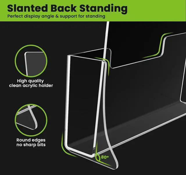 Alt view image 2 of 7 - 4 Pack Acrylic Brochure Holder 8.5 x 11 inches, Clear Acrylic Literature Holder, Plastic Flyer Stands for Displaying Magazines, Pamphlets, Documents, Booklets, Menu, Journals Countertop Organizer