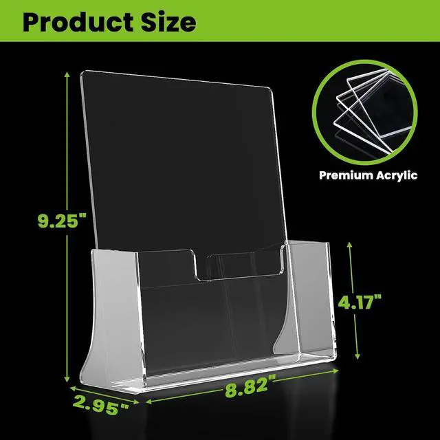 Alt view image 3 of 7 - 4 Pack Acrylic Brochure Holder 8.5 x 11 inches, Clear Acrylic Literature Holder, Plastic Flyer Stands for Displaying Magazines, Pamphlets, Documents, Booklets, Menu, Journals Countertop Organizer