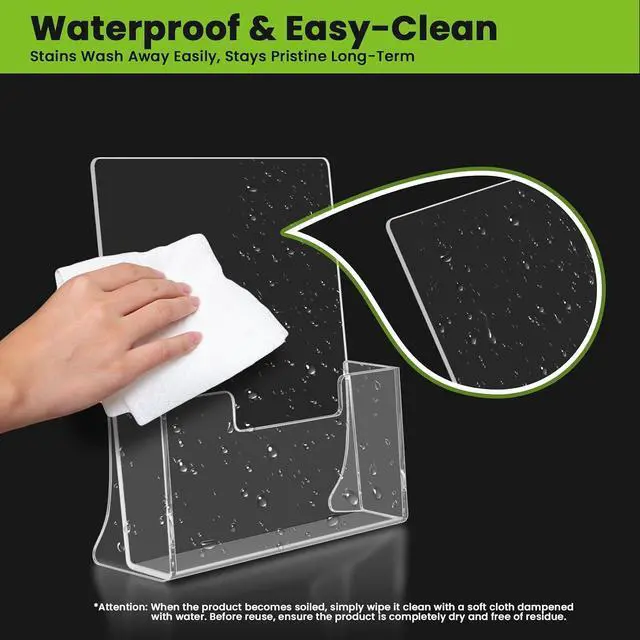 Alt view image 5 of 7 - 4 Pack Acrylic Brochure Holder 8.5 x 11 inches, Clear Acrylic Literature Holder, Plastic Flyer Stands for Displaying Magazines, Pamphlets, Documents, Booklets, Menu, Journals Countertop Organizer