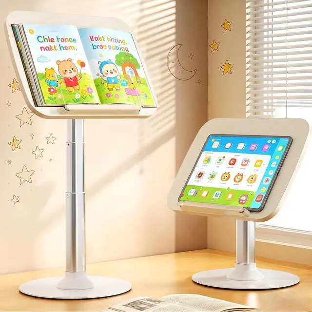 Main image of 2-in-1 Kids Reading Stand for Books and Tablets, Adjustable Book Holder | Reading Stand for Kid Books,Kid-Friendly Ergonomic Book Holder for Toddlers,Laptop Riser Stand for Homeschool Floor Couch Bed