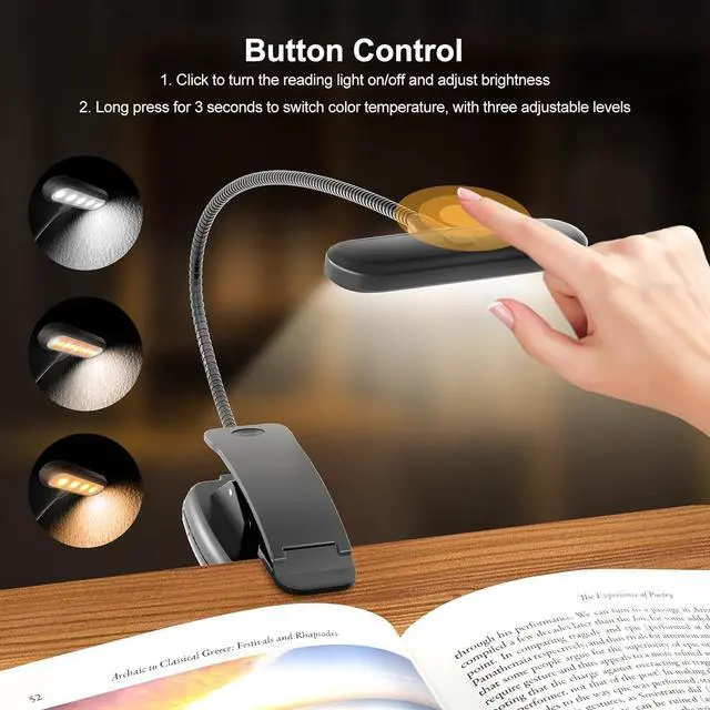 Alt view image 6 of 7 - Book Stand with Light, Hands Free Book Holder, Gifts Book Lovers | Hands Free, Adjustable Height Angle, Built-in Storage Tray, 3-Mode Reading Light, Foldable Metal Frame, Fits Cookbook Tablet