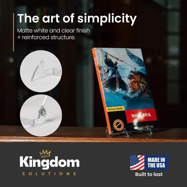 Alt view image 6 of 6 - - 5.5" Clear Acrylic Display Stand Made in USA - 12 Pack | Holds Plates, Pictures, Photos, Books, Frames, Posters & Art - Sturdy, Adjustable, Great for Home, Office or Retail Use