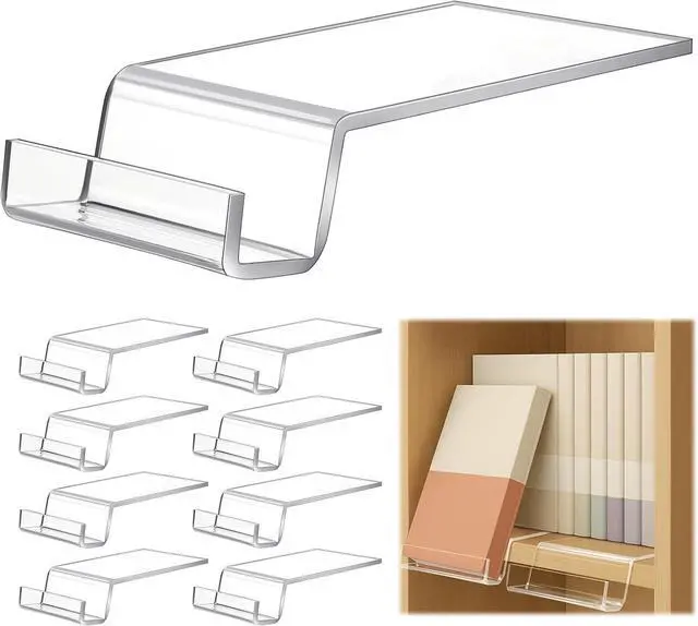 Main image of 8 Pack Acrylic Book Stand for Display Bookcase Bookshelf Clear Display Holder Easel Collector Stand for Library Home Office Comic Album CD Magazine Postcard Artworks
