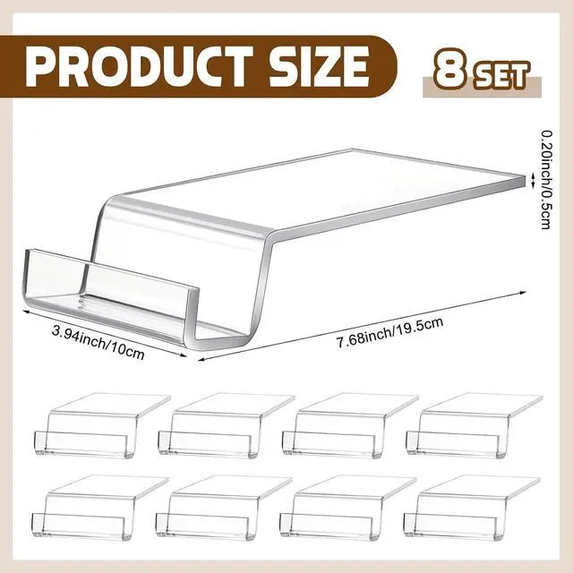 Alt view image 2 of 7 - 8 Pack Acrylic Book Stand for Display Bookcase Bookshelf Clear Display Holder Easel Collector Stand for Library Home Office Comic Album CD Magazine Postcard Artworks