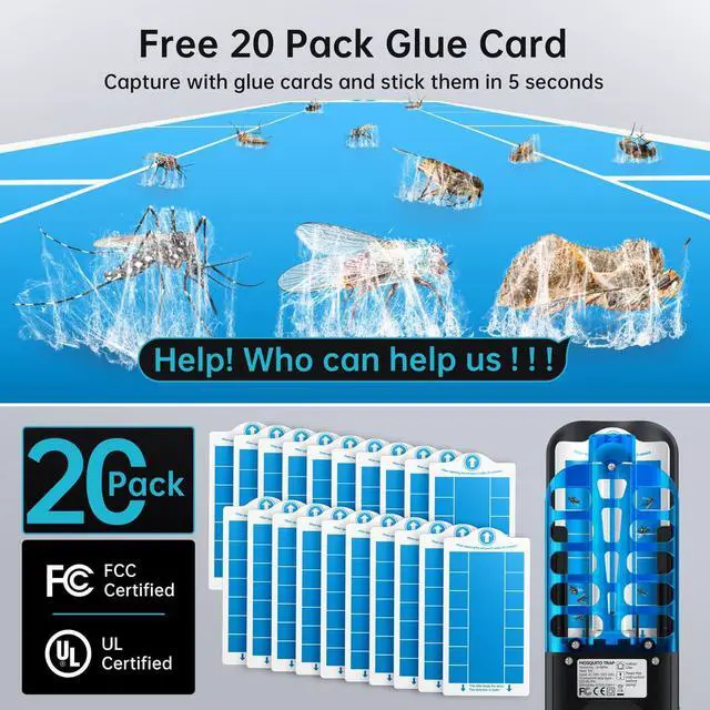 Alt view image 5 of 7 - Fruit Fly Traps Indoor for Home: Plug in Mosquito Bug Zapper | Gnat Moth Catcher with 9W Night UV Light, 2 Devices 20 Sticky Glue Board Refills for Indoors Flying Insect Trap