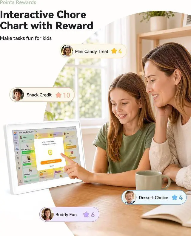 Alt view image 5 of 7 - Digital Calendar,15.6-inch Digital Wall Planner & Chore Chart, Touchscreen Family Organizer for Schedules,Events & Reminders, Wall Mount Included,Smart Calendar Perfect for 2026 Planning (White Frame)
