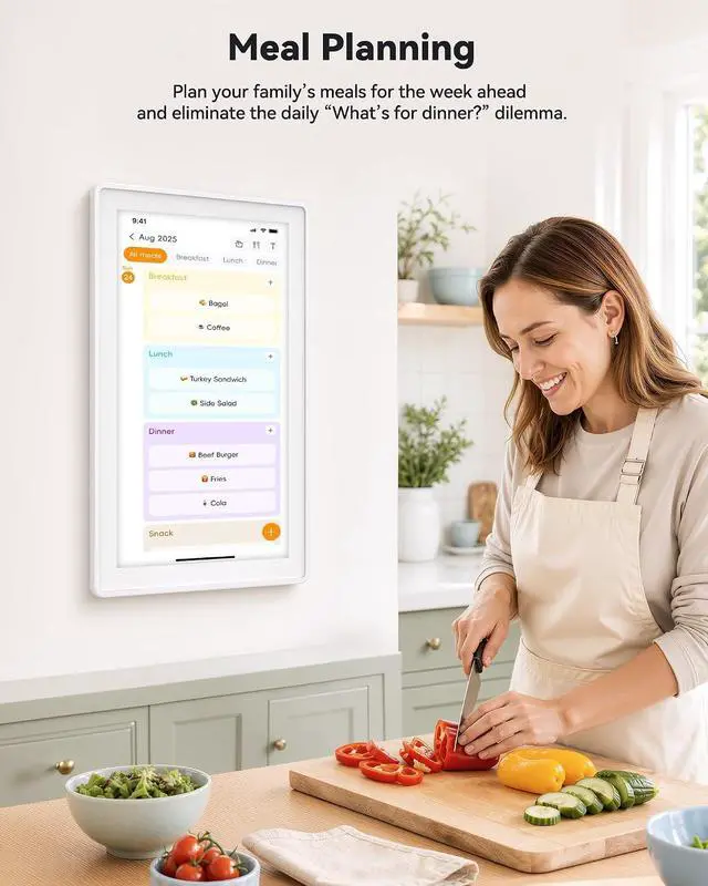 Alt view image 7 of 7 - Digital Calendar,15.6-inch Digital Wall Planner & Chore Chart, Touchscreen Family Organizer for Schedules,Events & Reminders, Wall Mount Included,Smart Calendar Perfect for 2026 Planning (White Frame)
