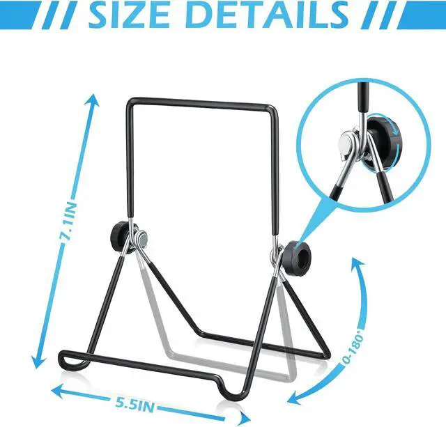Alt view image 2 of 7 - 24 Pack Adjustable Plate Stands for Display 7.1 Inch Black Metal Foldable Easel Book Display Stands Bulk Decorative Plate Holders for Platter Frame Photo Tabletop Art(Double Corners)
