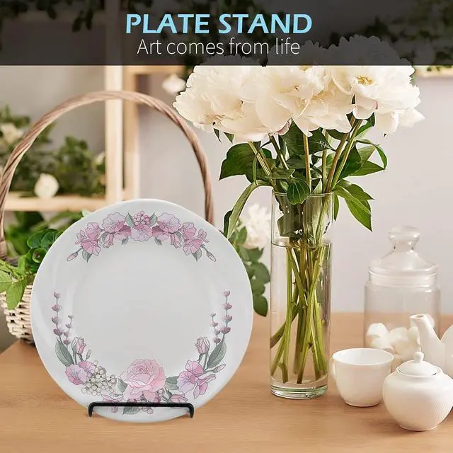 Alt view image 6 of 7 - 24 Pack Adjustable Plate Stands for Display 7.1 Inch Black Metal Foldable Easel Book Display Stands Bulk Decorative Plate Holders for Platter Frame Photo Tabletop Art(Double Corners)