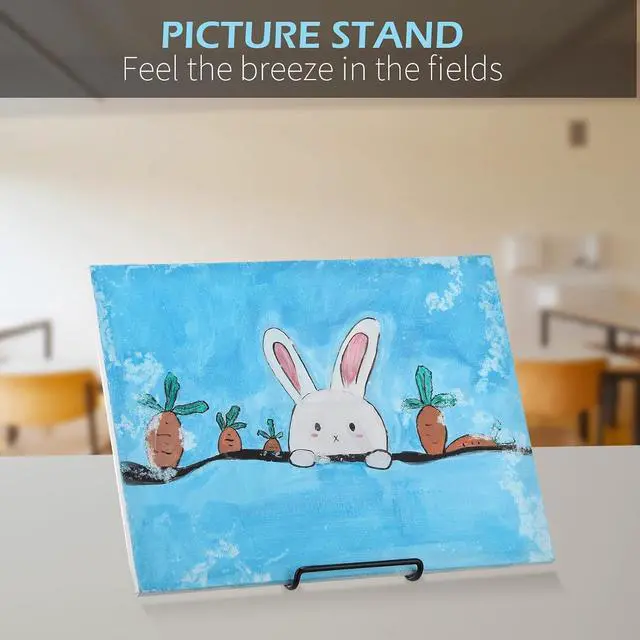 Alt view image 7 of 7 - 24 Pack Adjustable Plate Stands for Display 7.1 Inch Black Metal Foldable Easel Book Display Stands Bulk Decorative Plate Holders for Platter Frame Photo Tabletop Art(Double Corners)