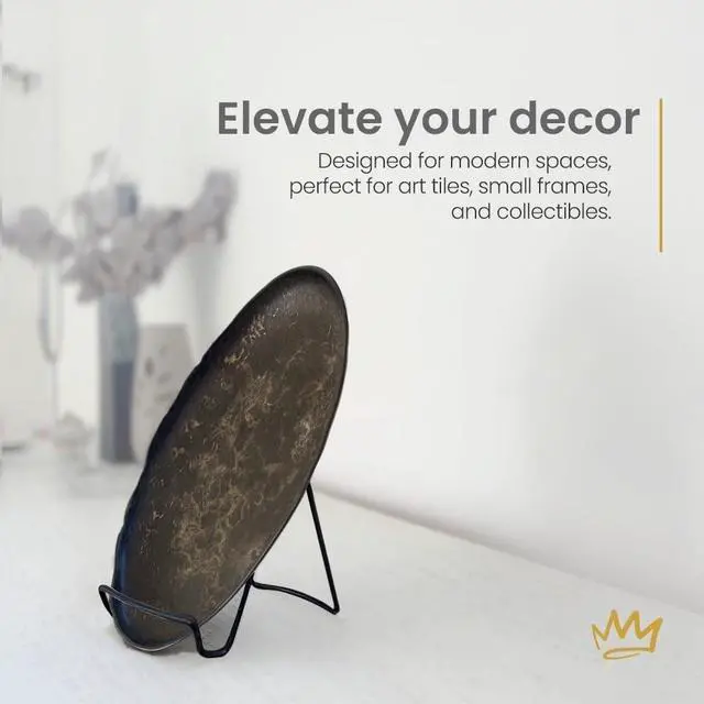 Alt view image 2 of 6 - - 4.75" Black Metal Display Stand Made in USA - 12 Pack | Holds Plates, Pictures, Photos, Books, Frames, Posters & Art - Sturdy, Adjustable, Great for Home, Office or Retail Use