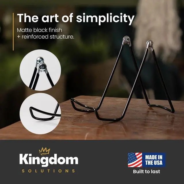 Alt view image 6 of 6 - - 4.75" Black Metal Display Stand Made in USA - 12 Pack | Holds Plates, Pictures, Photos, Books, Frames, Posters & Art - Sturdy, Adjustable, Great for Home, Office or Retail Use