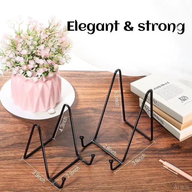 Alt view image 2 of 7 - 24 Pcs Plate Stands for Display Metal Photo Easel Stand Book Holder Plate Holder Picture for Decorative Display Easels Picture Frame Stands Rack (4.3 Inch, 6 Inch)