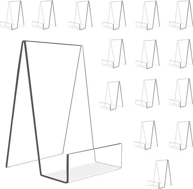 Main image of 16 Pcs Large Acrylic Book Display Stand | 5.7''×4'' Display Stand with Ledge, Clear Acrylic Book Display Easel for Album, CD, Picture, Artworks, Phone, Tablet