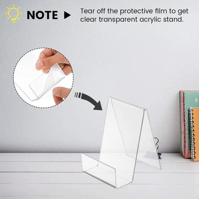 Alt view image 3 of 7 - 16 Pcs Large Acrylic Book Display Stand | 5.7''×4'' Display Stand with Ledge, Clear Acrylic Book Display Easel for Album, CD, Picture, Artworks, Phone, Tablet
