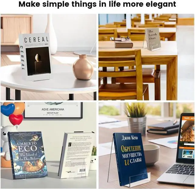 Alt view image 6 of 7 - 16 Pcs Large Acrylic Book Display Stand | 5.7''×4'' Display Stand with Ledge, Clear Acrylic Book Display Easel for Album, CD, Picture, Artworks, Phone, Tablet