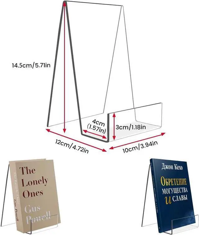 Alt view image 7 of 7 - 16 Pcs Large Acrylic Book Display Stand | 5.7''×4'' Display Stand with Ledge, Clear Acrylic Book Display Easel for Album, CD, Picture, Artworks, Phone, Tablet