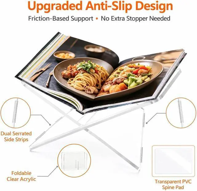 Alt view image 2 of 7 - Acrylic Book Holder Stand Large Size, 8mm Thick Clear X-Shaped Book Display Stand for Cookbook, Bible, Art Book, Magazine and Coffee Table Book, 2-Piece Detachable Acrylic Reading Stand, 12.4 x 9.5 in
