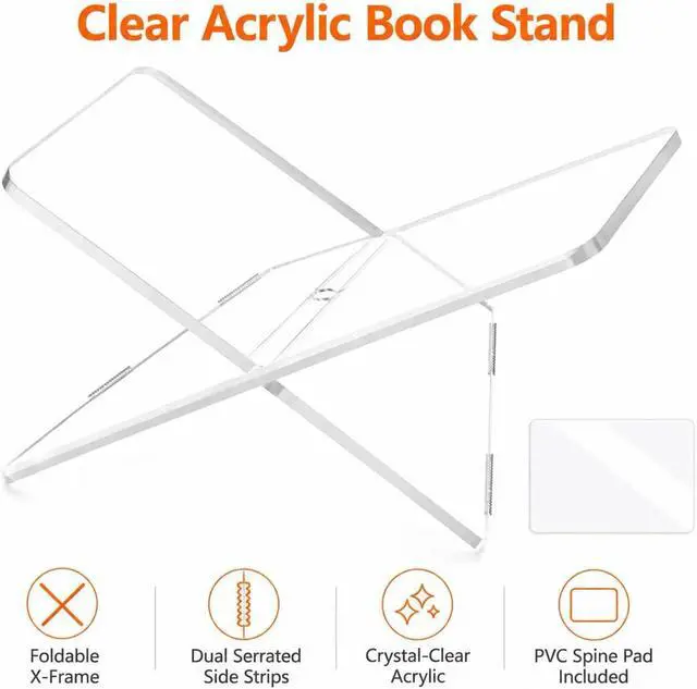 Alt view image 3 of 7 - Acrylic Book Holder Stand Large Size, 8mm Thick Clear X-Shaped Book Display Stand for Cookbook, Bible, Art Book, Magazine and Coffee Table Book, 2-Piece Detachable Acrylic Reading Stand, 12.4 x 9.5 in