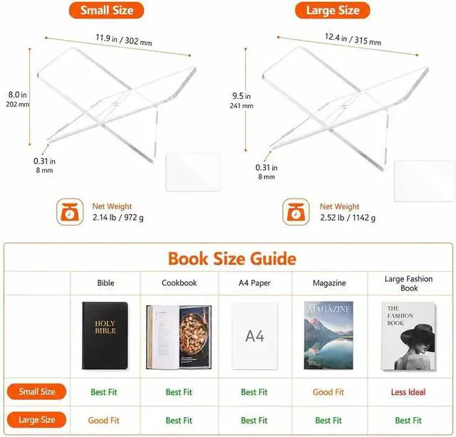 Alt view image 4 of 7 - Acrylic Book Holder Stand Large Size, 8mm Thick Clear X-Shaped Book Display Stand for Cookbook, Bible, Art Book, Magazine and Coffee Table Book, 2-Piece Detachable Acrylic Reading Stand, 12.4 x 9.5 in