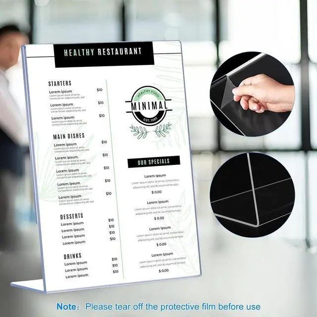 Alt view image 3 of 7 - 12 Pack Acrylic Sign Holder 8.5 x 11, Clear Plastic Display Stands for Tabletop, L-Shape Acrylic Stands for Flyers, Documents, Office, Restaurants, Vertical Sign Holder 8.5x11 for Desktop