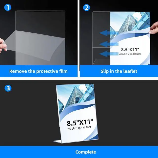 Alt view image 4 of 7 - 12 Pack Acrylic Sign Holder 8.5 x 11, Clear Plastic Display Stands for Tabletop, L-Shape Acrylic Stands for Flyers, Documents, Office, Restaurants, Vertical Sign Holder 8.5x11 for Desktop