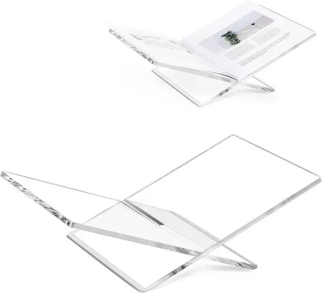 Main image of Acrylic Book Stands for Display, 15.8 x 9.5 x 4.3 in Open Bookstand | Coffee Table Book Stand, Display Easel for Quran, Magazine, Art, Cook Book, Bible, Textbooks - Clear