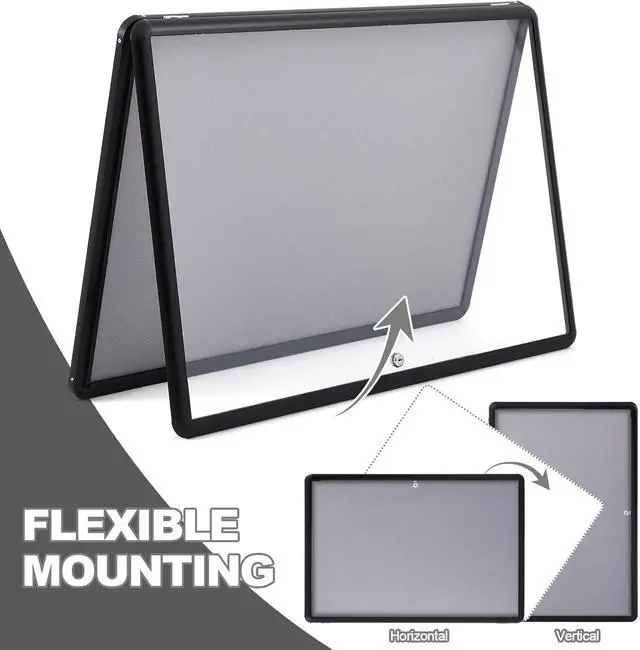 Alt view image 4 of 7 - 36 x 24 Inch Enclosed Fabric Bulletin Board Tamperproof Lockable Noticeboard Fabric&Aluminium Frame Display Cases Wall-Mounted Display Case for School, Office - Secure, Durable