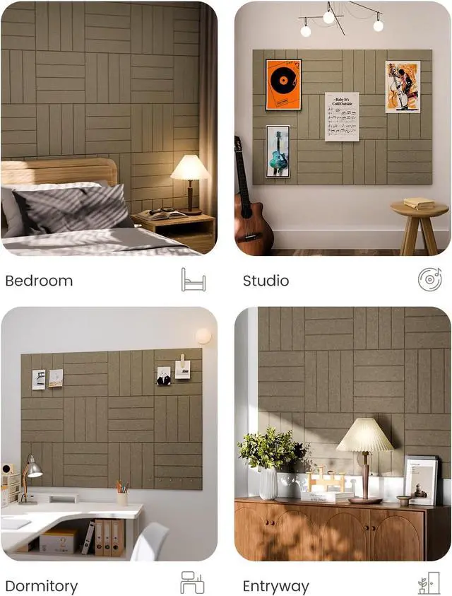 Alt view image 6 of 7 - Felt Bulletin Board & Cork Board Alternative, Earth Brown | 48" x 36" Pin board, Removable Adhesive Tabs, Easy Install Without Wall Damage, For Home Office Decor