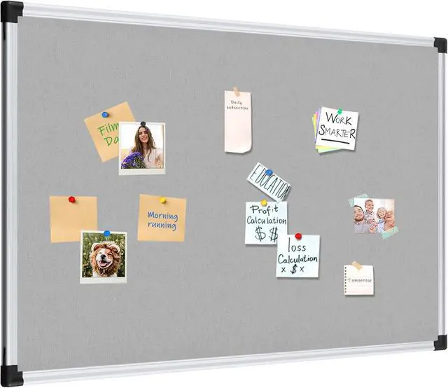 Alt view image 2 of 6 - XBoard Bulletin Board Grey Fabric 48 x 36 inch| Wall Mounted Fabric Message Notice Board Sliver Aluminum Framed for Home Office School