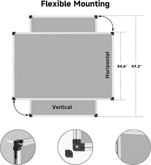 Alt view image 3 of 6 - XBoard Bulletin Board Grey Fabric 48 x 36 inch| Wall Mounted Fabric Message Notice Board Sliver Aluminum Framed for Home Office School