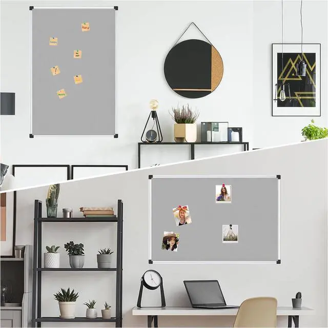 Alt view image 5 of 6 - XBoard Bulletin Board Grey Fabric 48 x 36 inch| Wall Mounted Fabric Message Notice Board Sliver Aluminum Framed for Home Office School