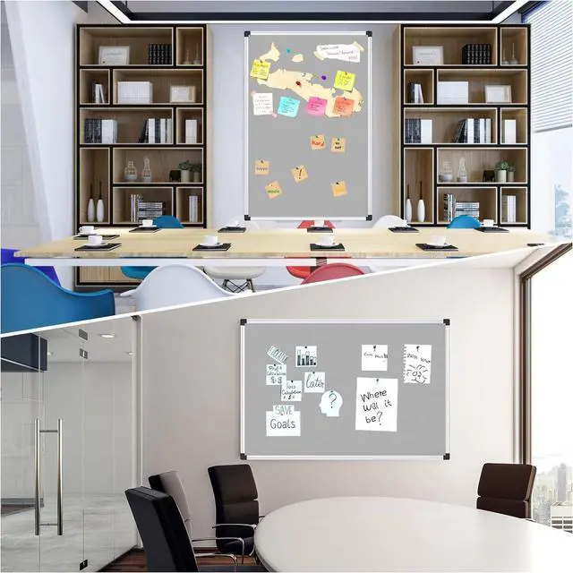 Alt view image 6 of 6 - XBoard Bulletin Board Grey Fabric 48 x 36 inch| Wall Mounted Fabric Message Notice Board Sliver Aluminum Framed for Home Office School