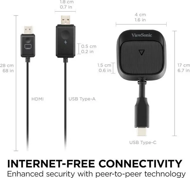 Alt view image 4 of 5 - ViewShare WPD-900 Wireless Presentation System with 1080p Full HD, Miracast, and AirPlay Support, USB-C, HDMI, and USB Inputs for Instant One-Click Screen Sharing