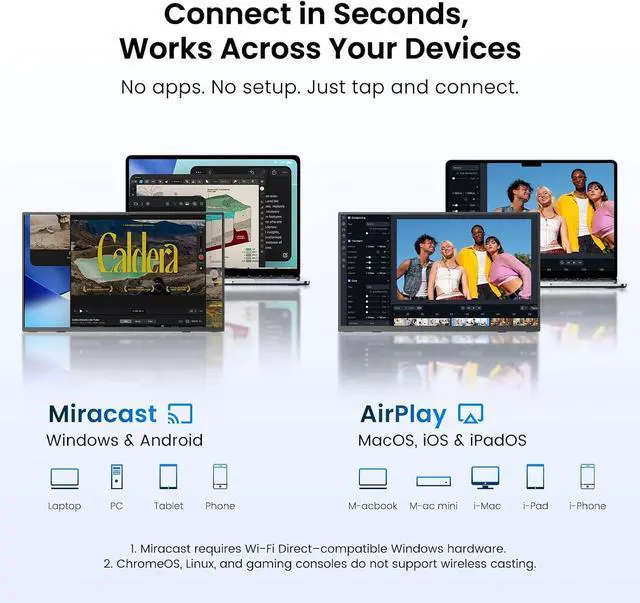 Alt view image 6 of 7 - 23.8" 1080P 100Hz Wireless Portable Monitor with Battery 10000mAh | 145% sRGB QLED Gaming Monitor with Stand, Bag & VESA, Large Second Screen for Laptop, Computer, Phone, Game Consoles