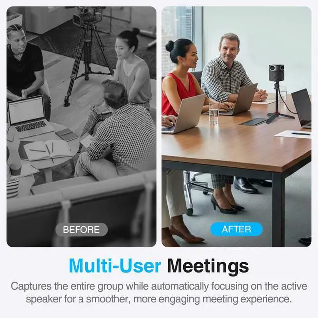 Alt view image 3 of 7 - 360 All-in-One Meeting Camera - 360° Conference Cam for PC Mac, Speaker & Mic Array, Auto Speaker Focus, 1080P Output, AI Voice Isolation, Local Recording,Compatible with Webex/Zoom/Teams/Meet