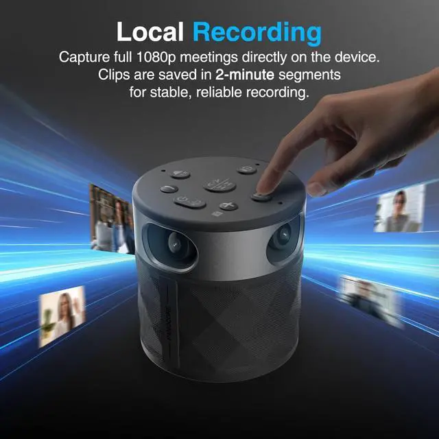 Alt view image 5 of 7 - 360 All-in-One Meeting Camera - 360° Conference Cam for PC Mac, Speaker & Mic Array, Auto Speaker Focus, 1080P Output, AI Voice Isolation, Local Recording,Compatible with Webex/Zoom/Teams/Meet