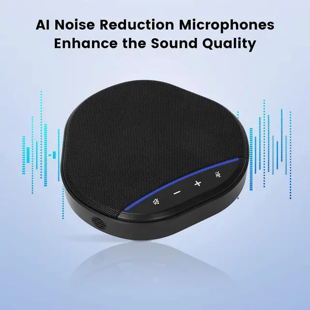 Alt view image 3 of 7 - Conference Speakerphone with 360° Voice Pickup, AI Noise Reduction & Echo Cancellation, USB Plug and Play Desktop Microphone Speaker for Zoom, Teams, Home Office & Online Meetings