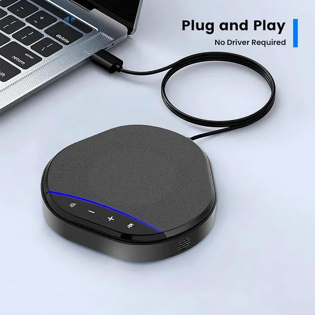 Alt view image 5 of 7 - Conference Speakerphone with 360° Voice Pickup, AI Noise Reduction & Echo Cancellation, USB Plug and Play Desktop Microphone Speaker for Zoom, Teams, Home Office & Online Meetings