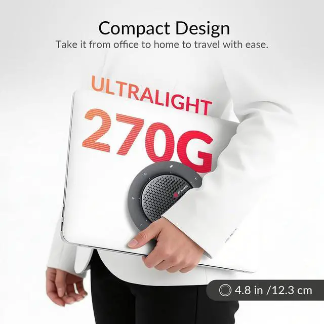 Alt view image 6 of 7 - Bluetooth Conference Speakerphone, 360° 4-Mic Pickup, USB & Wireless | Noise Cancelling, 10H Battery, Touch Controls, Plug & Play for Zoom/Teams Meetings(48 People), Compact for Remote Work