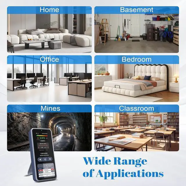 Alt view image 7 of 7 - RM-66 Radon Detector for Home, Portable Radon Monitor with TFT Color Display, Audible & Visual Alarm, Easy-to-Use, Rechargeable Type-C, Long-Term Monitoring in pCi/L or Bq/m³