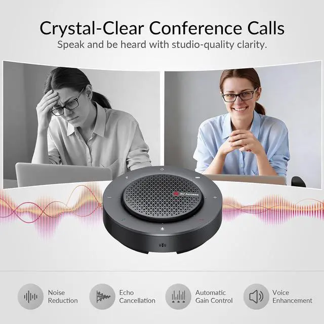 Alt view image 2 of 7 - Bluetooth Conference Speakerphone, 360° 4-Mic Pickup, USB & Wireless | Noise Cancelling, 10H Battery, Touch Controls, Plug & Play for Zoom/Teams Meetings(48 People), Compact for Remote Work